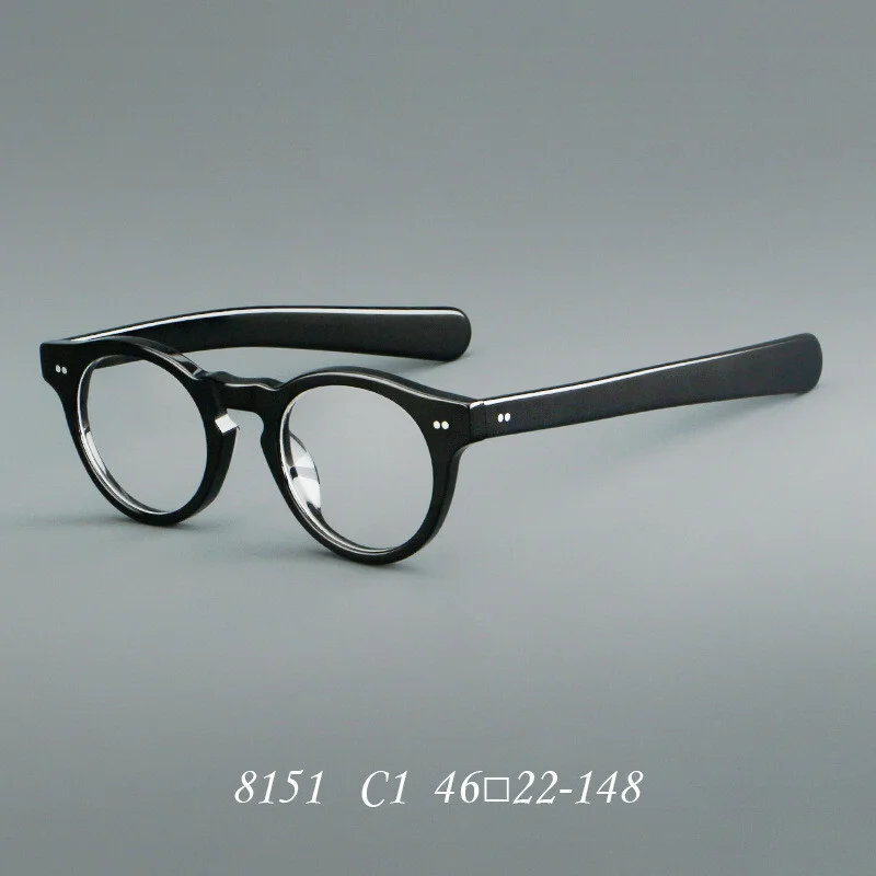 Deluxe Handmade Acetate Retro Eyeglass Women Men Full Rim Glasses Round Eyewear
