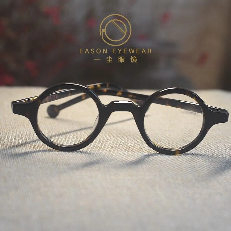 Round solid acetate eyeglasses frame men 2