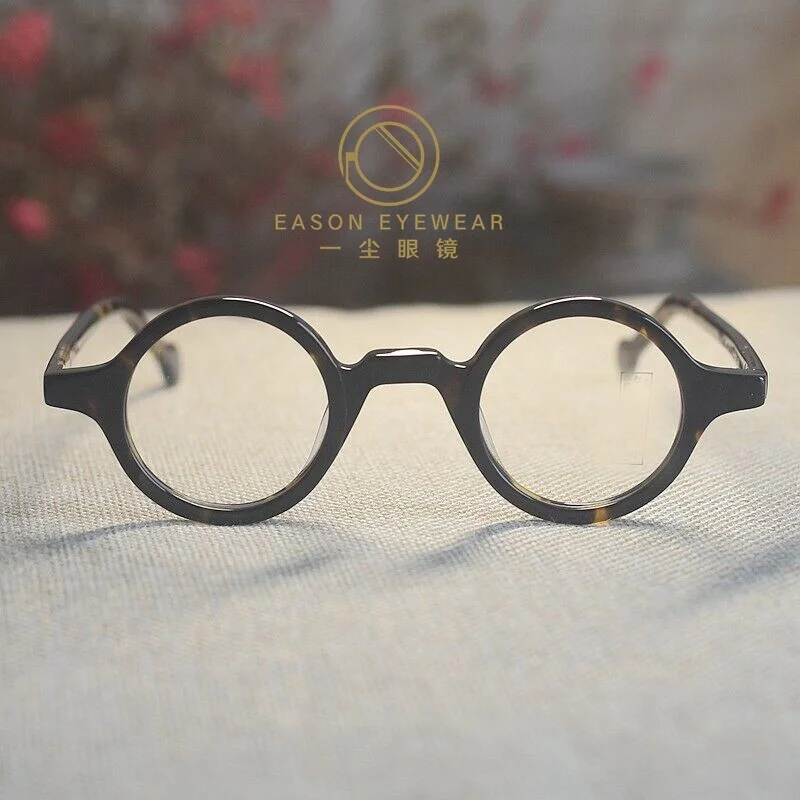 Round solid acetate eyeglasses frame men 3
