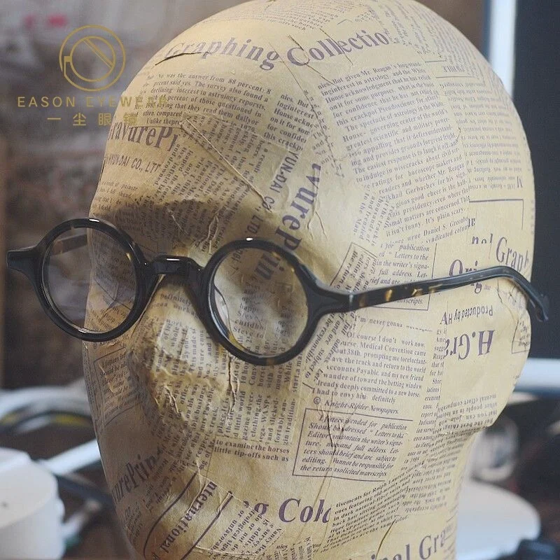 Round solid acetate eyeglasses frame men 4